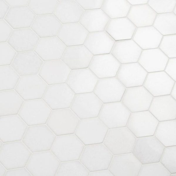 White Thassos | 1 sq. ft. White Thassos 2″ Hexagon Marble Polished Mosaic Tile 2 Stone 2