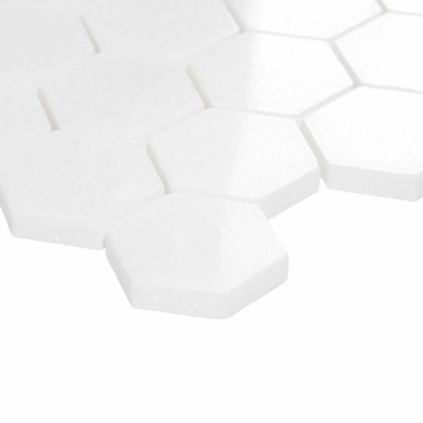 White Thassos | 1 sq. ft. White Thassos 2″ Hexagon Marble Polished Mosaic Tile 2 Stone 2