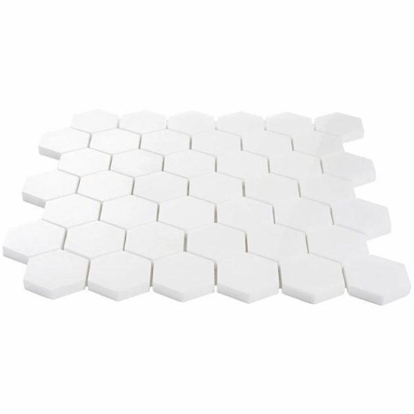 White Thassos | 1 sq. ft. White Thassos 2″ Hexagon Marble Polished Mosaic Tile 2 Stone 2