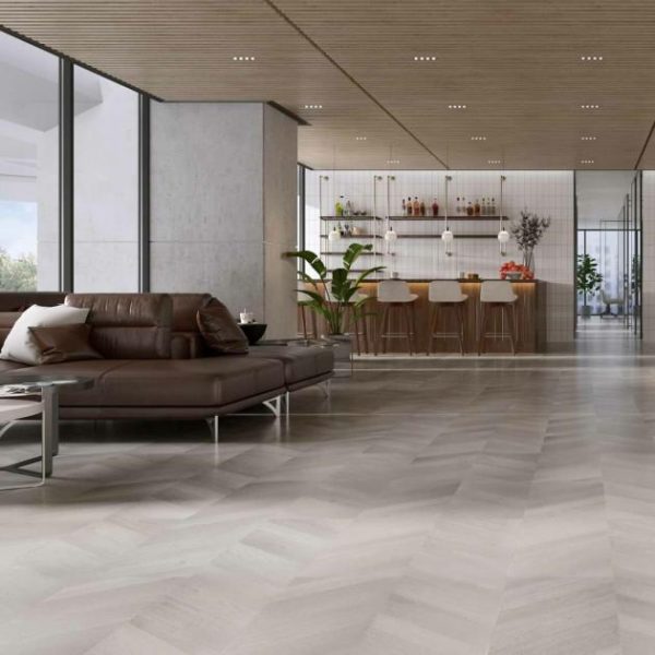 Wood Look | 1 sq. ft. Stacy Garcia Fleetwood Chevron Silver Rigid Core Click 12×48 Luxury Vinyl Plank Flooring Silver Silver