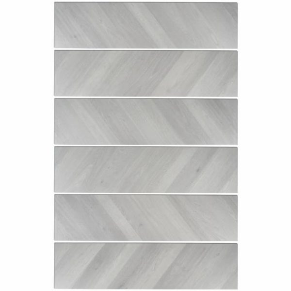 Wood Look | 1 sq. ft. Stacy Garcia Fleetwood Chevron Silver Rigid Core Click 12×48 Luxury Vinyl Plank Flooring Silver Silver