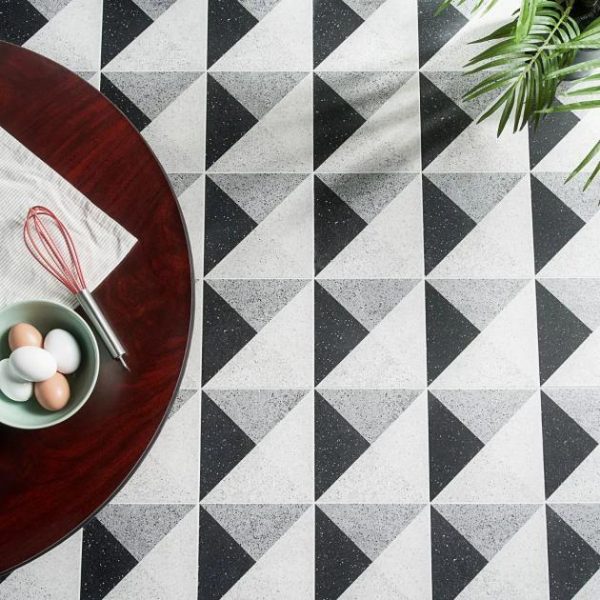 Bathroom | 1 sq. ft. Art Geo Terrazzo Deco Charcoal Gray 8×8 Matte Porcelain Tile Terrazzo Deco Charcoal Bathroom Bathroom