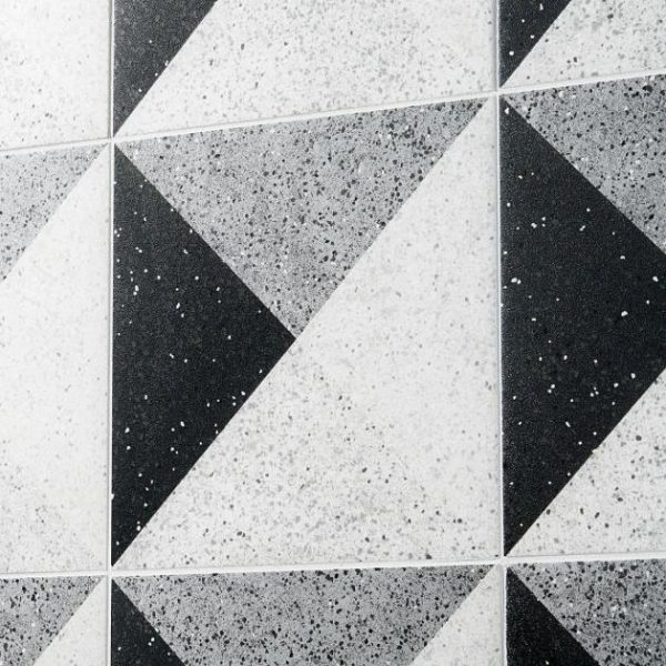 Bathroom | 1 sq. ft. Art Geo Terrazzo Deco Charcoal Gray 8×8 Matte Porcelain Tile Terrazzo Deco Charcoal Bathroom Bathroom