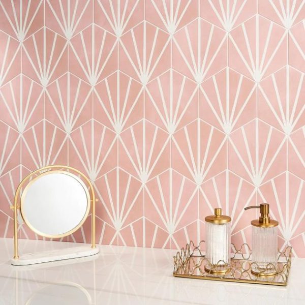 Floor Tiles | 1 sq. ft. HexArt Deco Rose  8″ Hexagon Porcelain Matte Tile Deco Rose 8 Bathroom Bathroom