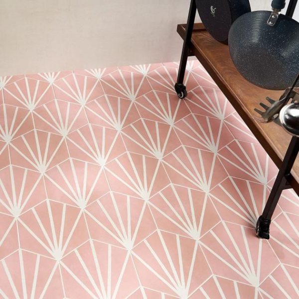 Floor Tiles | 1 sq. ft. HexArt Deco Rose  8″ Hexagon Porcelain Matte Tile Deco Rose 8 Bathroom Bathroom