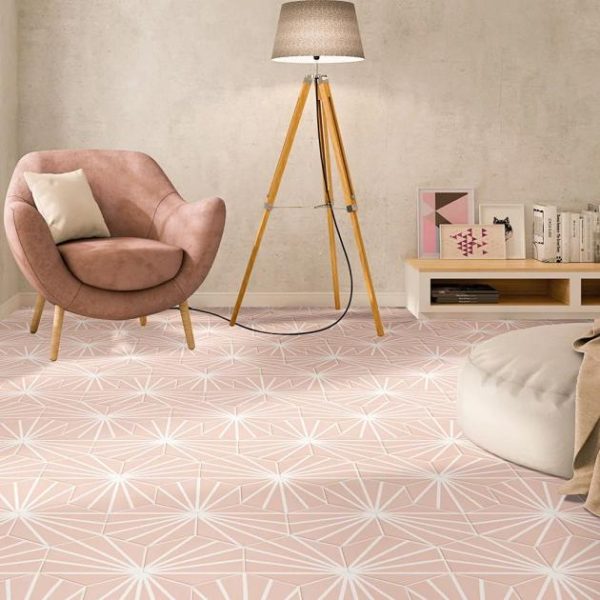 Floor Tiles | 1 sq. ft. HexArt Deco Rose  8″ Hexagon Porcelain Matte Tile Deco Rose 8 Bathroom Bathroom