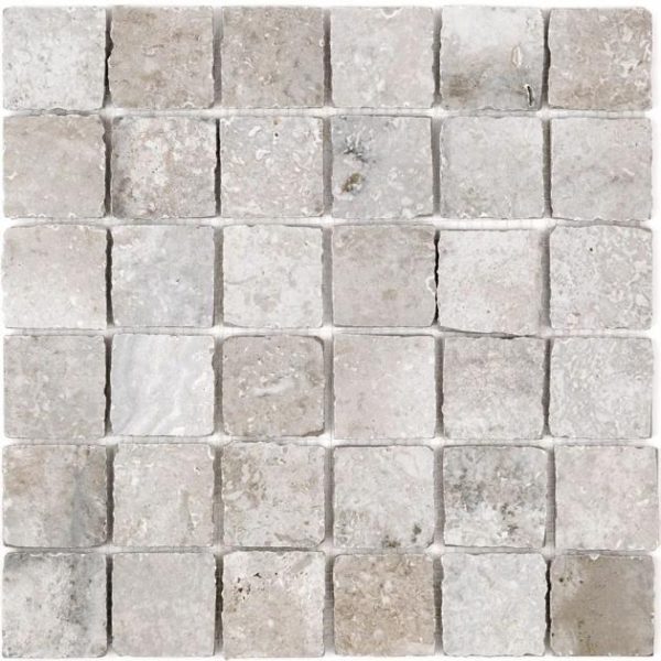 Floor Tiles | 1 sq. ft. Seville Efeso Gray 2×2 Travertine Look Matte Porcelain Mosaic Tile Efeso Bathroom Bathroom