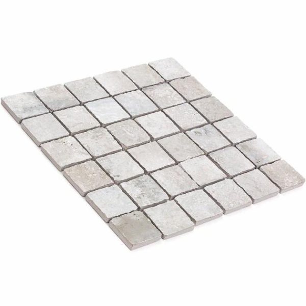 Floor Tiles | 1 sq. ft. Seville Efeso Gray 2×2 Travertine Look Matte Porcelain Mosaic Tile Efeso Bathroom Bathroom