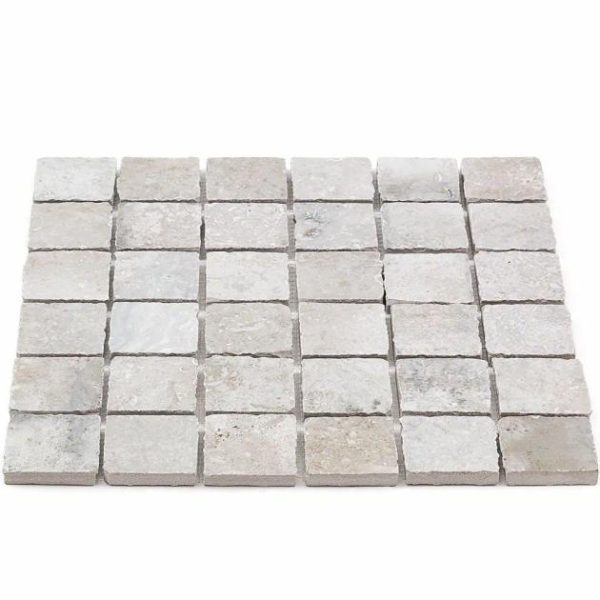 Floor Tiles | 1 sq. ft. Seville Efeso Gray 2×2 Travertine Look Matte Porcelain Mosaic Tile Efeso Bathroom Bathroom