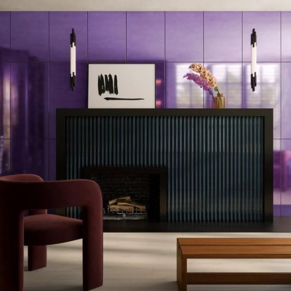 Large Wall | 1 sq. ft. Amulet Mist Aubergine 18×36 Purple Metal Laminated Porcelain Tile Purple Bathroom Bathroom