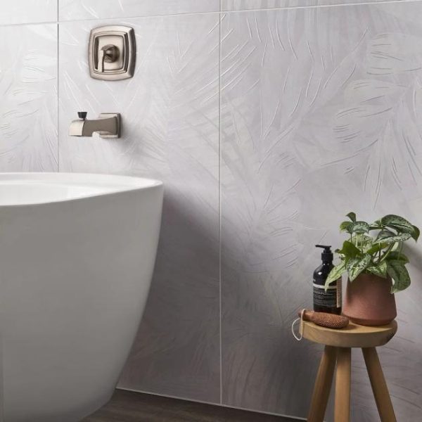 Large Wall | 1 sq. ft. Monet Cotton Garden White 24×48 Artisan Decor Matte Porcelain Wall Tile Garden White Bathroom Bathroom