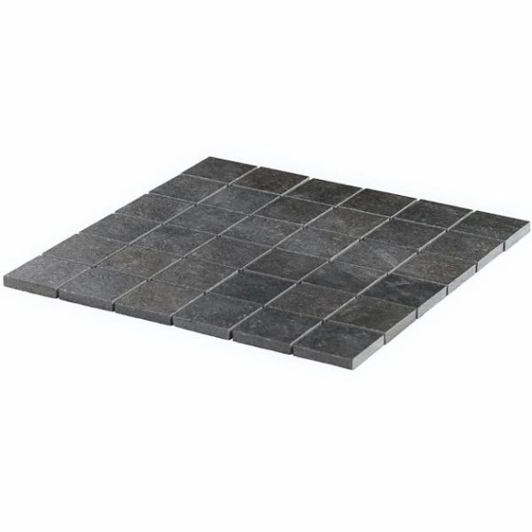 Outdoor & Pavers | 1 sq. ft. Acadia Charcoal Black 2×2 Limestone Look Matte Porcelain Mosaic Tile Charcoal Black Bathroom Bathroom