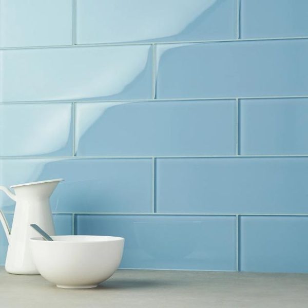 Outdoor & Pavers | 1 sq. ft. Loft Blue Gray 4×12 Polished Glass Subway Wall Tile Blue Gray Bathroom Bathroom