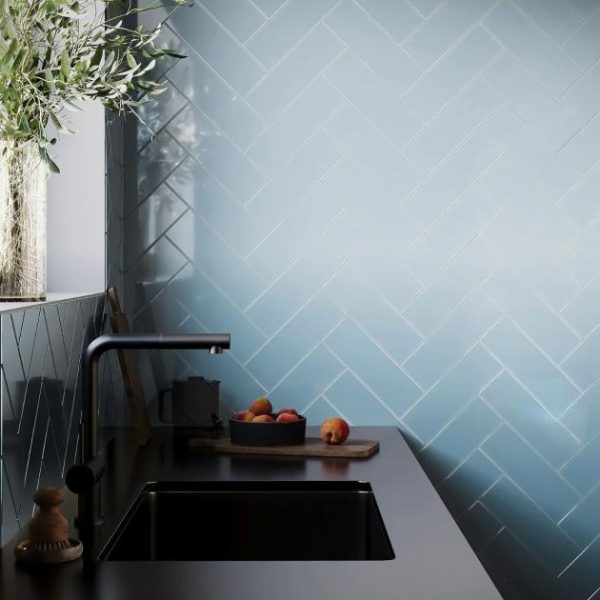 Outdoor & Pavers | 1 sq. ft. Loft Blue Gray 4×12 Polished Glass Subway Wall Tile Blue Gray Bathroom Bathroom