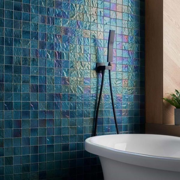 Outdoor & Pavers | 1 sq. ft. Splash Tropical Blue 2×2 Polished Glass Mosaic Tile Tropical Bathroom Bathroom