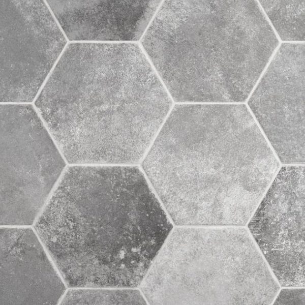 Outdoor & Pavers | 1 sq. ft. Terra Pompeii Gris Gray 8″ Hexagon Matte Porcelain Tile Gris Bathroom Bathroom