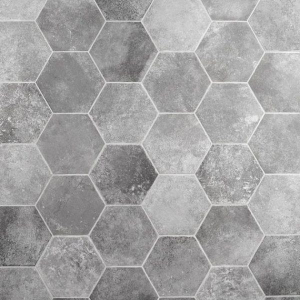 Outdoor & Pavers | 1 sq. ft. Terra Pompeii Gris Gray 8″ Hexagon Matte Porcelain Tile Gris Bathroom Bathroom