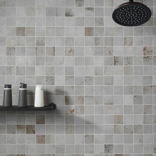 Pool Tiles | 1 sq. ft. Angela Harris Flatiron Gray 2×2 Matte Porcelain Mosaic Gray Bathroom Bathroom