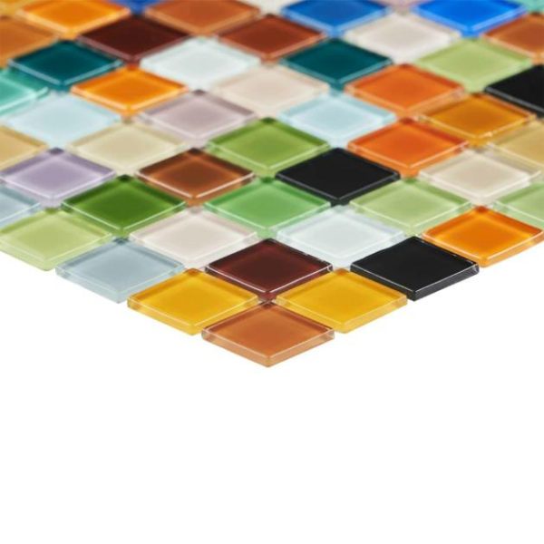 Pool Tiles | 1 sq. ft. Fruit Platter 1×1 Glass Polished Mosaic Tile Bathroom Bathroom