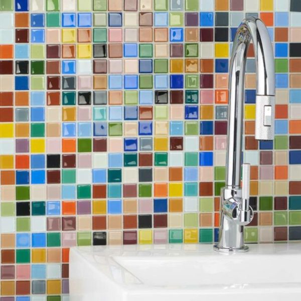 Pool Tiles | 1 sq. ft. Fruit Platter 1×1 Glass Polished Mosaic Tile Bathroom Bathroom