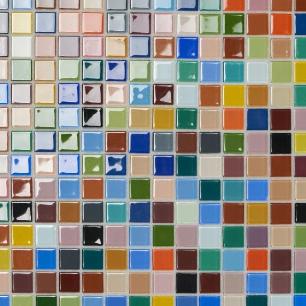 Pool Tiles | 1 sq. ft. Fruit Platter 1×1 Glass Polished Mosaic Tile Bathroom Bathroom