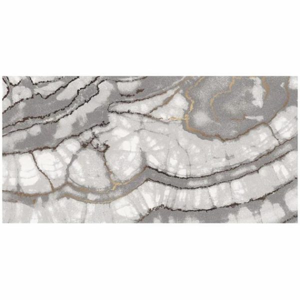 Shower | 1 sq. ft. Agate Art Smoke Gray 24×48 Artisan Decor Polished Porcelain Tile Smoke Bathroom Bathroom