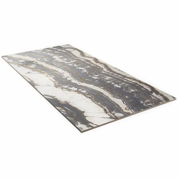 Shower | 1 sq. ft. Agate Art Smoke Gray 24×48 Artisan Decor Polished Porcelain Tile Smoke Bathroom Bathroom