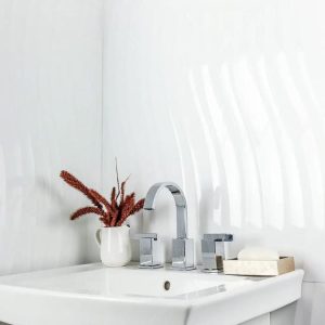 Shower | 1 sq. ft. Gentle Waves White 12×36 Polished Ceramic Wall Tile Waves Bathroom Bathroom