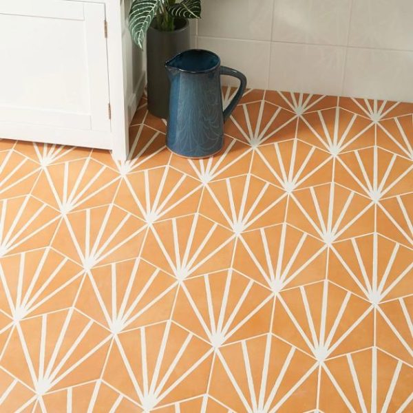 Shower | 1 sq. ft. HexArt Deco Orange 8″ Hexagon Matte Porcelain Tile Deco Orange 8 Bathroom Bathroom