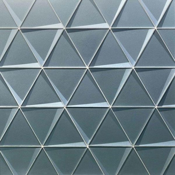 Shower | 1 sq. ft. Remington Triangles Slate Blue 6” 3D Glass Tile Slate Bathroom Bathroom