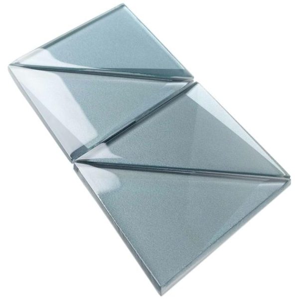 Shower | 1 sq. ft. Remington Triangles Slate Blue 6” 3D Glass Tile Slate Bathroom Bathroom