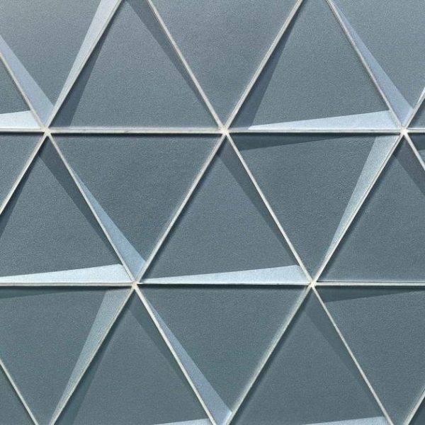 Shower | 1 sq. ft. Remington Triangles Slate Blue 6” 3D Glass Tile Slate Bathroom Bathroom