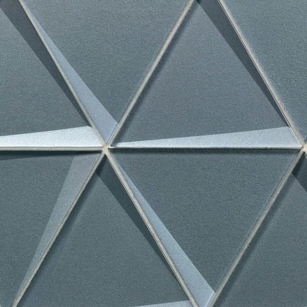 Shower | 1 sq. ft. Remington Triangles Slate Blue 6” 3D Glass Tile Slate Bathroom Bathroom