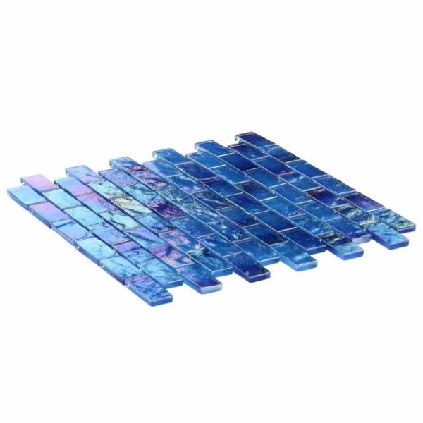 Shower | 1 sq. ft. Splash Lagoon Blue 1×2 Polished Glass Mosaic Tile Lagoon Bathroom Bathroom