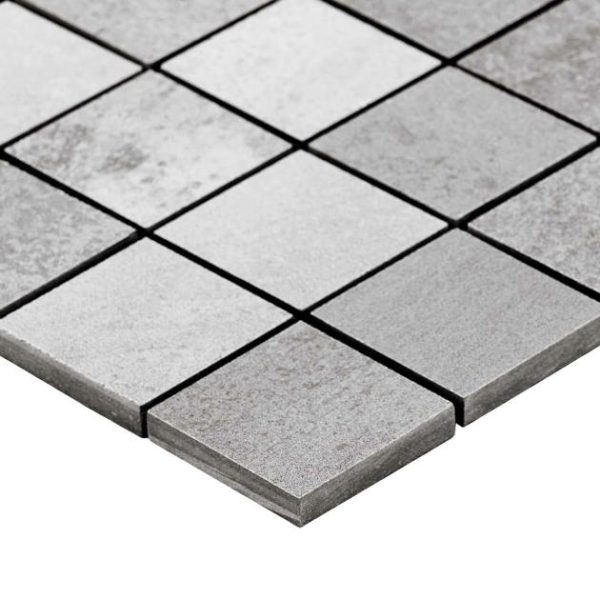 Bathroom | 1 sq. ft. Hewlett Metal Silver 2×2 Matte Porcelain Mosaic Tile Metal Silver Bathroom Bathroom