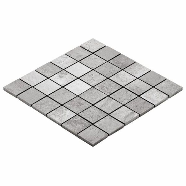 Bathroom | 1 sq. ft. Hewlett Metal Silver 2×2 Matte Porcelain Mosaic Tile Metal Silver Bathroom Bathroom