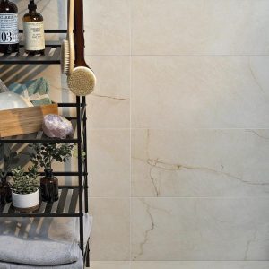 Commercial Floor | 1 sq. ft. Marble Tech Crema Avorio 12×24 Polished Porcelain Tile Creamy Ivory Polished Bathroom Bathroom