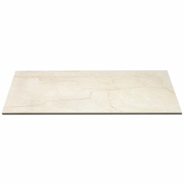 Commercial Floor | 1 sq. ft. Marble Tech Crema Avorio 12×24 Polished Porcelain Tile Creamy Ivory Polished Bathroom Bathroom