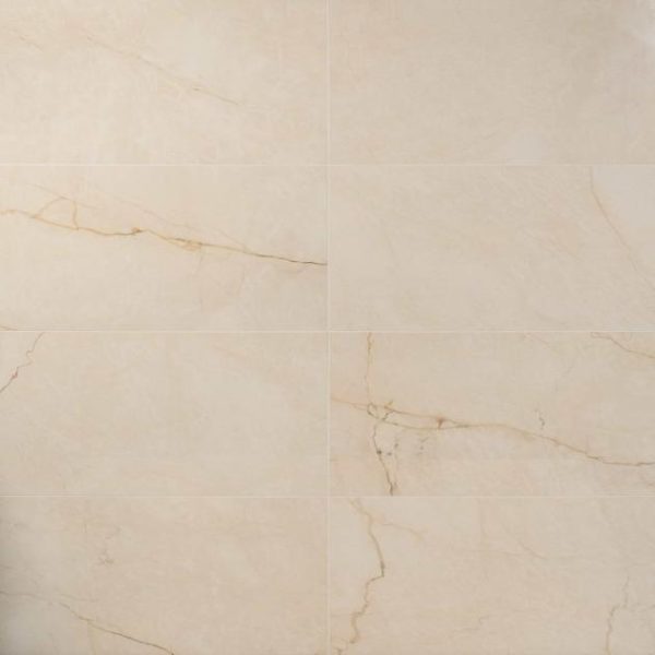 Commercial Floor | 1 sq. ft. Marble Tech Crema Avorio 12×24 Polished Porcelain Tile Creamy Ivory Polished Bathroom Bathroom