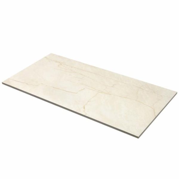 Commercial Floor | 1 sq. ft. Marble Tech Crema Avorio 12×24 Polished Porcelain Tile Creamy Ivory Polished Bathroom Bathroom