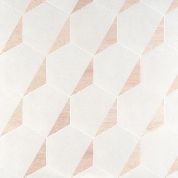 Commercial Floor | 1 sq. ft. Pergola Wood White 12.5″ Hexagon Matte Porcelain Tile Wood White Bathroom Bathroom