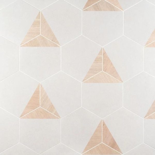 Commercial Floor | 1 sq. ft. Pergola Wood White 12.5″ Hexagon Matte Porcelain Tile Wood White Bathroom Bathroom