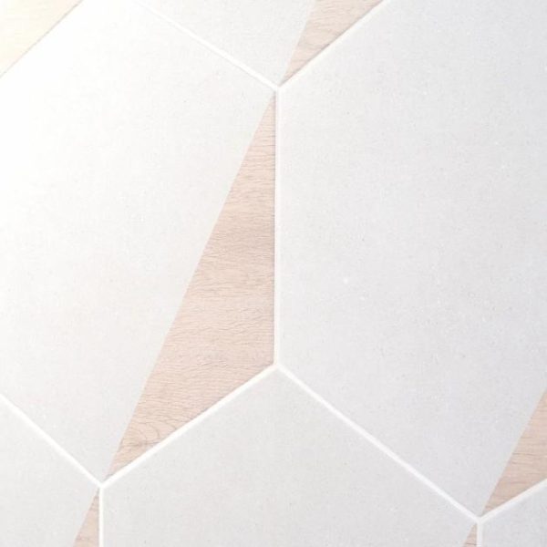 Commercial Floor | 1 sq. ft. Pergola Wood White 12.5″ Hexagon Matte Porcelain Tile Wood White Bathroom Bathroom