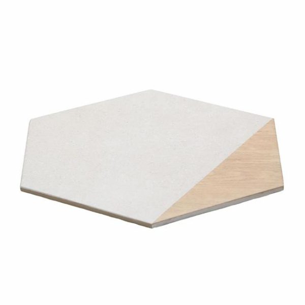 Commercial Floor | 1 sq. ft. Pergola Wood White 12.5″ Hexagon Matte Porcelain Tile Wood White Bathroom Bathroom