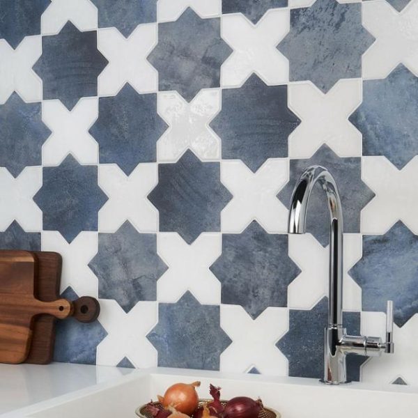 Pool Tiles | 1 sq. ft. Parma Star & Cross Customizable Terracotta Look Porcelain Tile Bathroom Bathroom