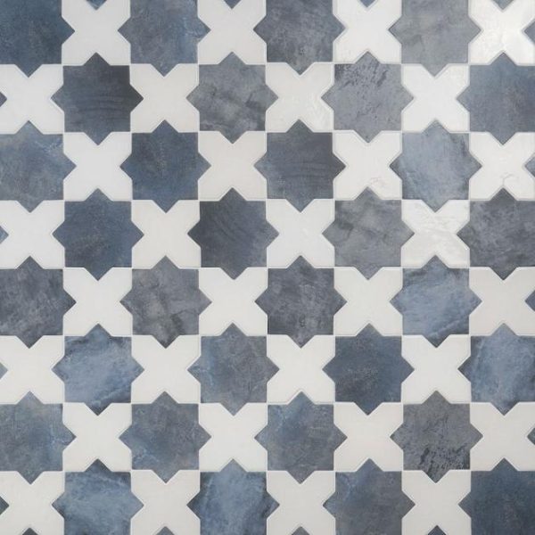 Pool Tiles | 1 sq. ft. Parma Star & Cross Customizable Terracotta Look Porcelain Tile Bathroom Bathroom