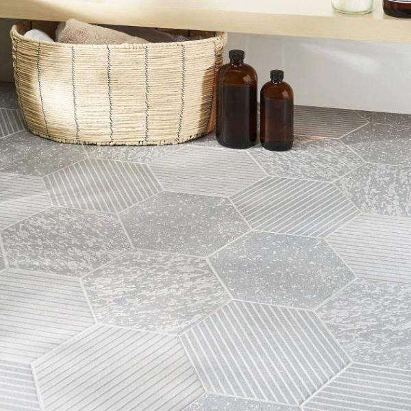 Pool Tiles | 1 sq. ft. Texstone Deco Gris Gray 9″ Matte Porcelain Hexagon Tile Gris Deco Bathroom Bathroom