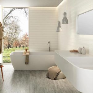 Shower | 1 sq. ft. Klondike Yukon White 16×48 3D Matte Ceramic Wall Tile Bathroom Bathroom