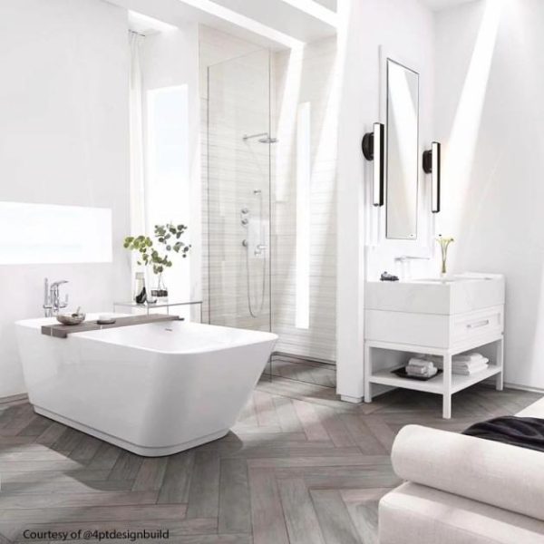 Shower | 1 sq. ft. Klondike Yukon White 16×48 3D Matte Ceramic Wall Tile Bathroom Bathroom