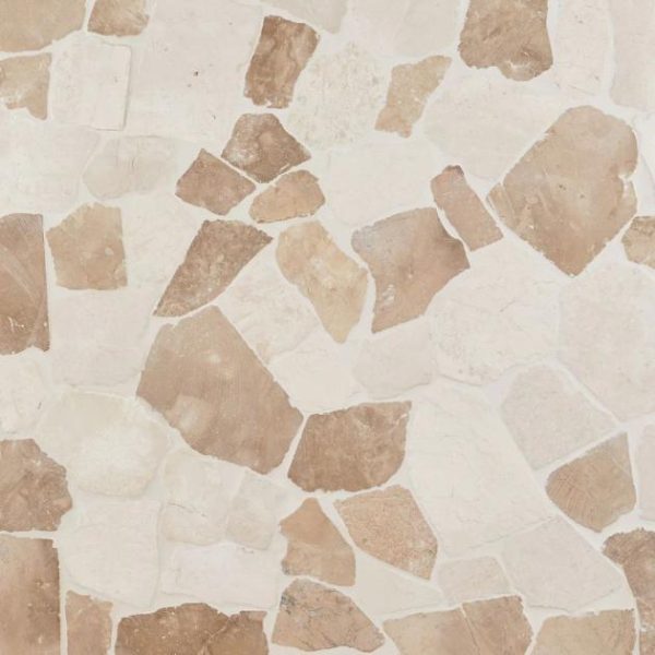 Shower | 1 sq. ft. Nature Flagstone Jumbo Komodo Beige Honed Marble Mosaic Tile Komodo Shower Komodo